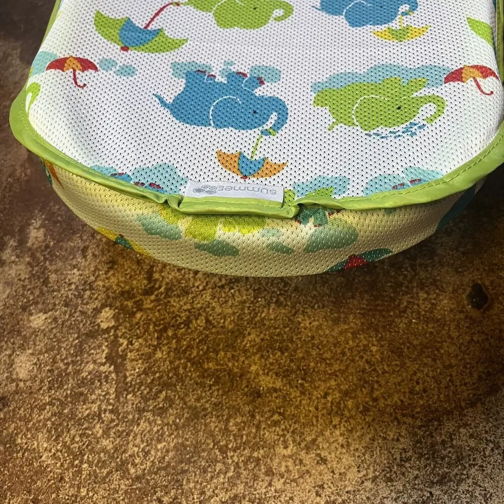 SUMMER infant boy newborn bath sling and shower unit Green Elephant